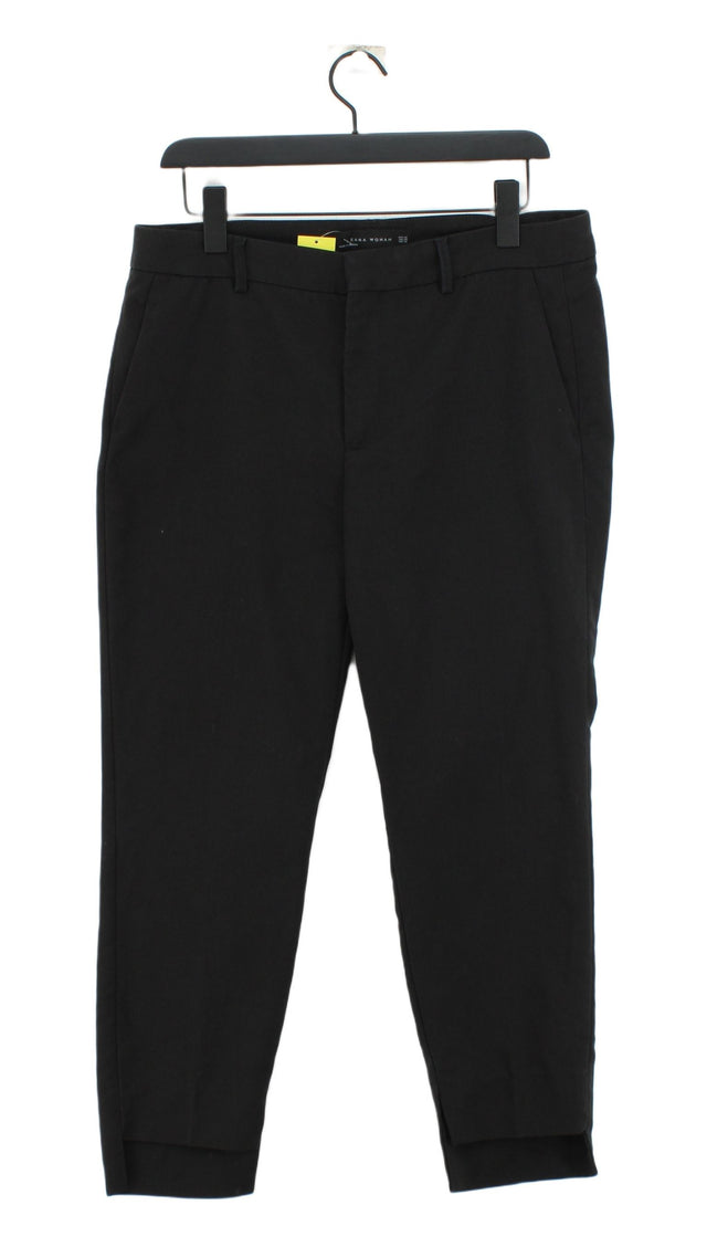 Zara Women's Suit Trousers UK 12 Black 100% Cotton