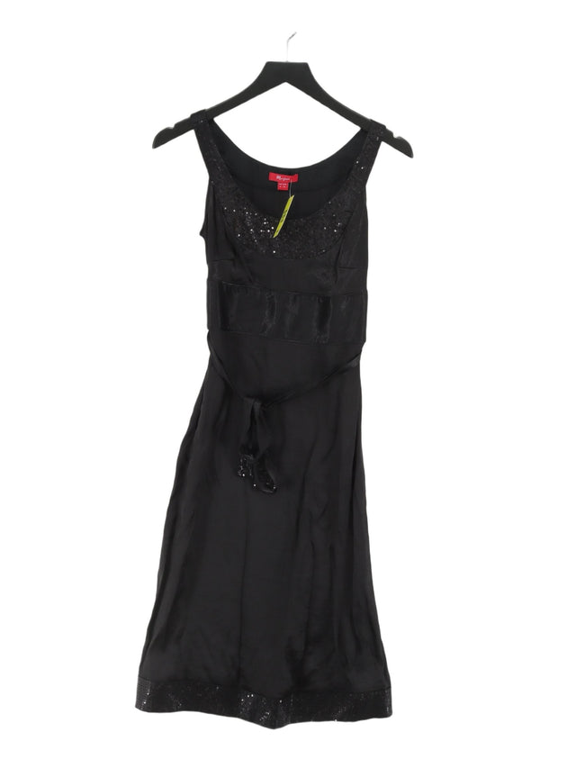 Monsoon Women's Midi Dress UK 8 Black Viscose with Polyester