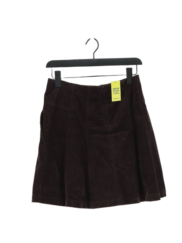 Hobbs Women's Midi Skirt UK 8 Brown Cotton with Elastane