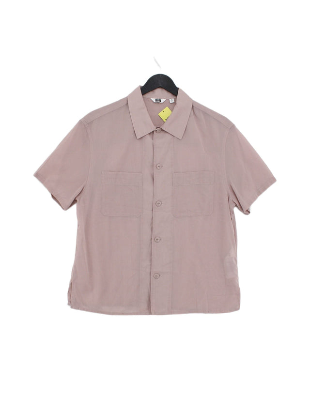 Uniqlo Women's Shirt M Pink 100% Cotton