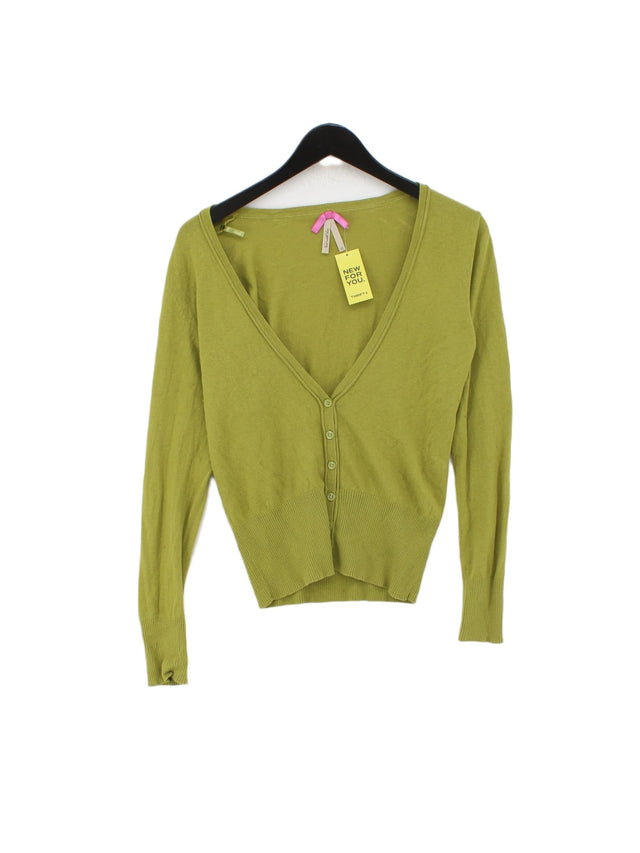 Next Women's Cardigan UK 12 Green Cotton with Polyamide, Wool