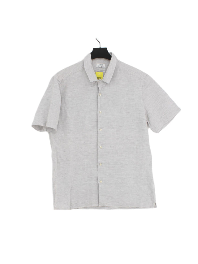 Next Men's Shirt M Grey Linen with Cotton