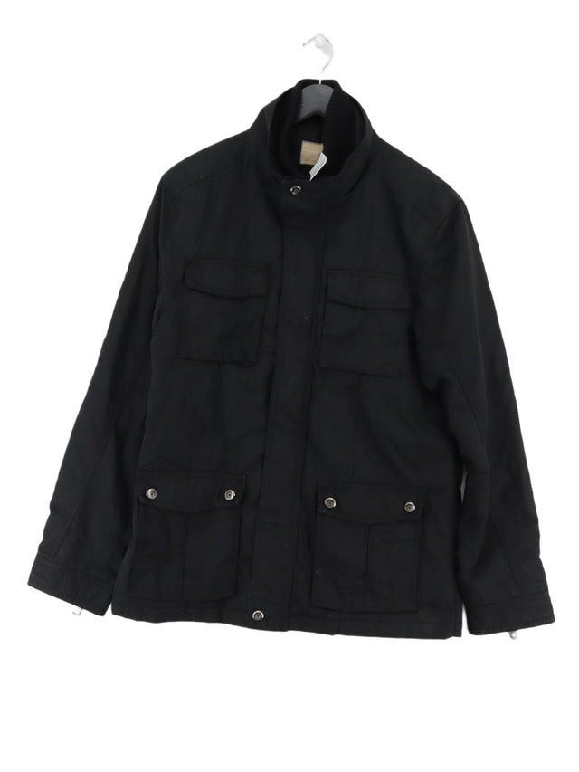 John Lewis Men's Jacket L Black Cotton with Nylon, Polyester