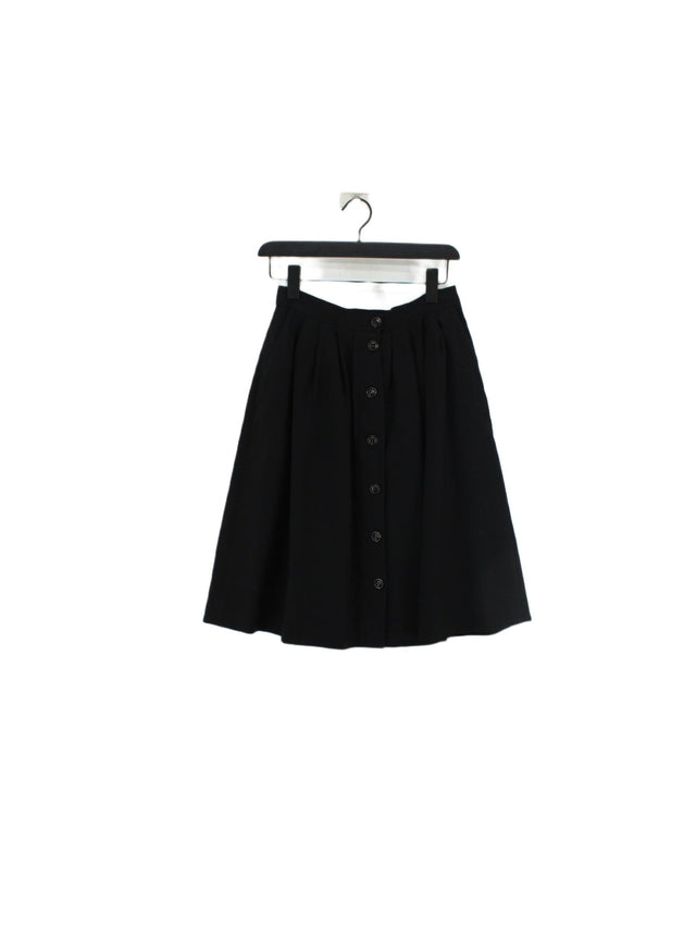 Jaeger Women's Midi Skirt UK 10 Black Wool with Viscose