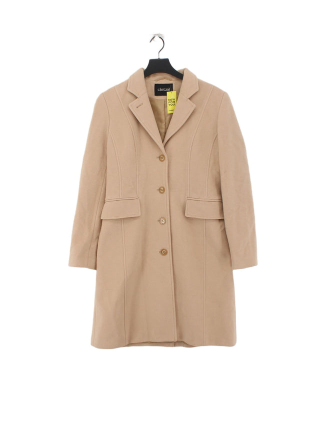 Detail Women's Coat UK 10 Tan Wool with Cashmere, Nylon, Polyester
