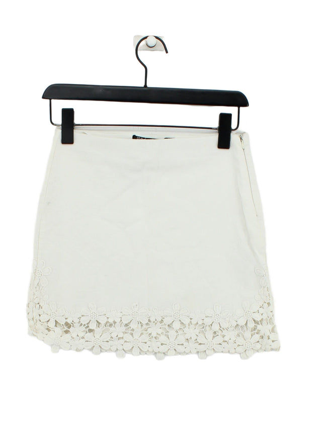 Trafaluc Women's Mini Skirt XS White Cotton with Polyester