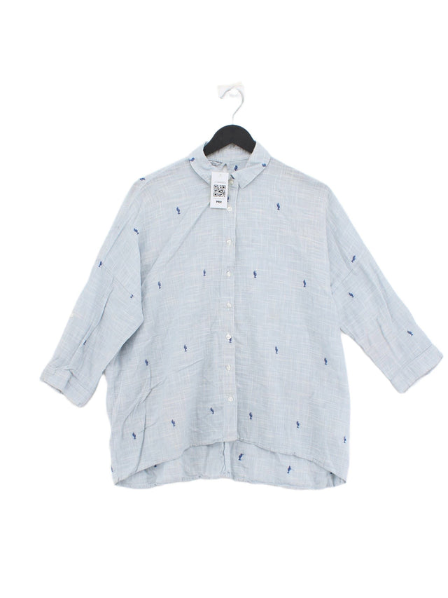 Zara Basic Women's Shirt M Blue Cotton with Polyester