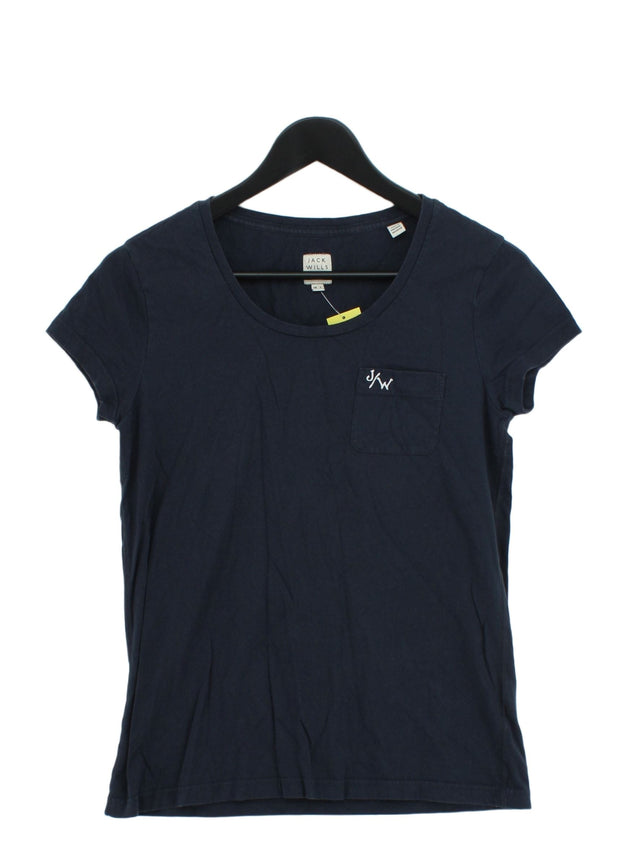 Jack Wills Women's T-Shirt UK 6 Blue 100% Cotton