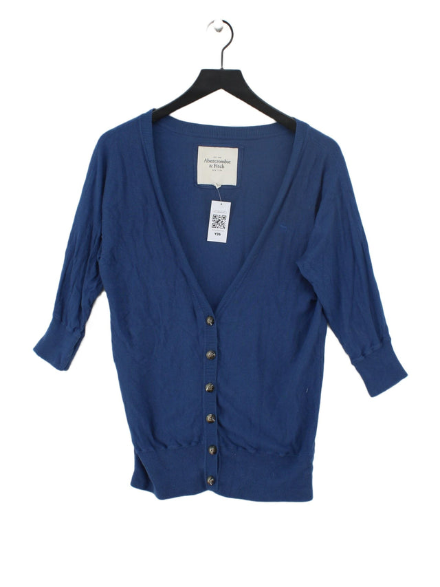 Abercrombie & Fitch Women's Cardigan L Blue Cotton with Nylon, Viscose