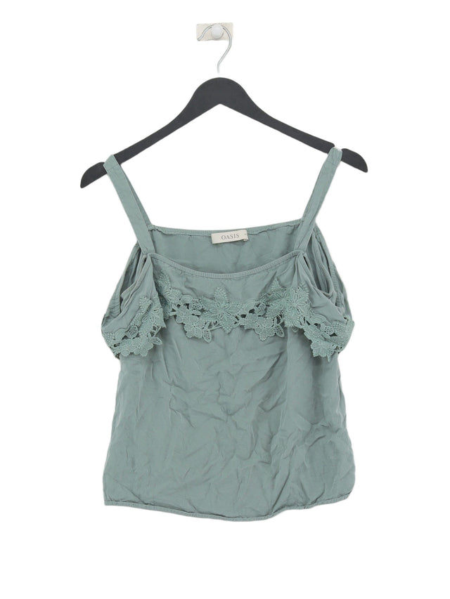 Oasis Women's Top UK 10 Green Viscose with Polyester