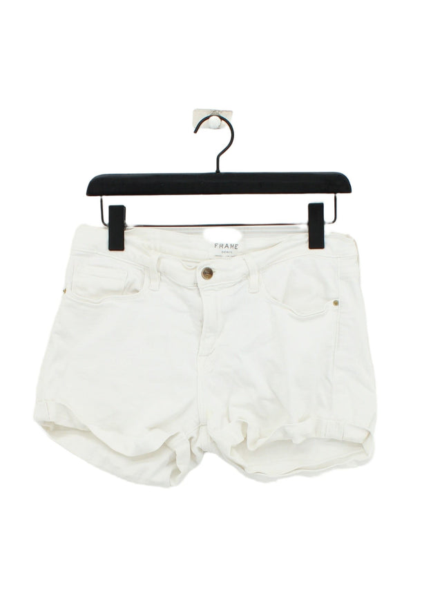 Frame Women's Shorts W 29 in White Cotton with Elastane