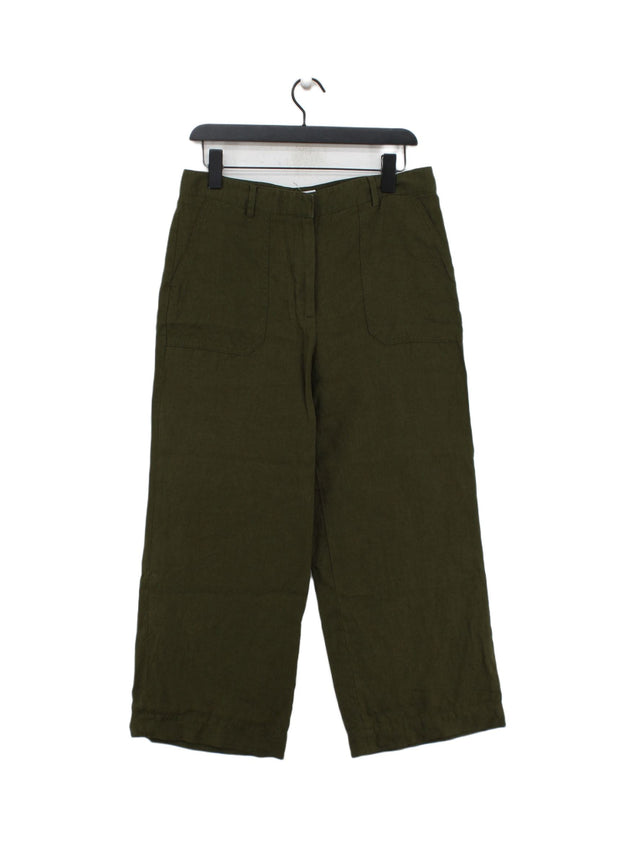 Massimo Dutti Women's Trousers UK 14 Green 100% Linen