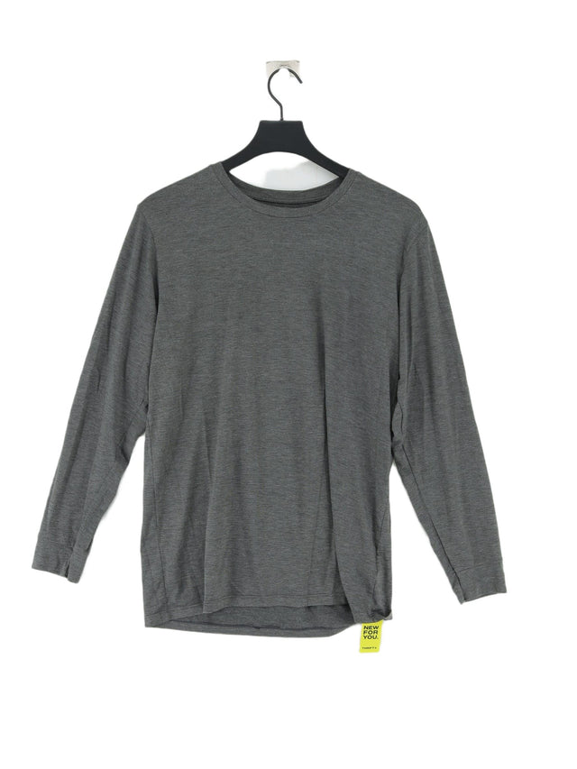 Uniqlo Women's T-Shirt L Grey Polyester with Acrylic, Elastane, Viscose