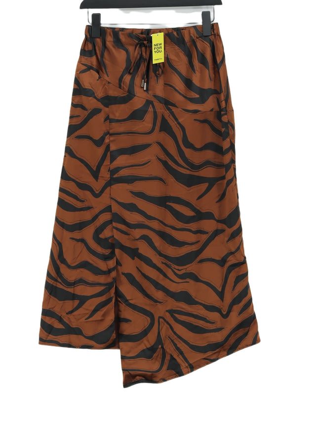 Topshop Women's Midi Skirt UK 10 Brown Polyester with Elastane