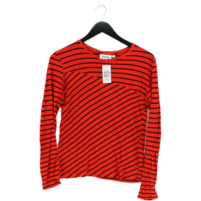 Weekday Women's T-Shirt M Red 100% Cotton