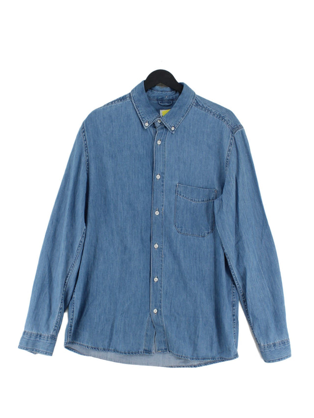 Zara Men's Shirt M Blue 100% Cotton