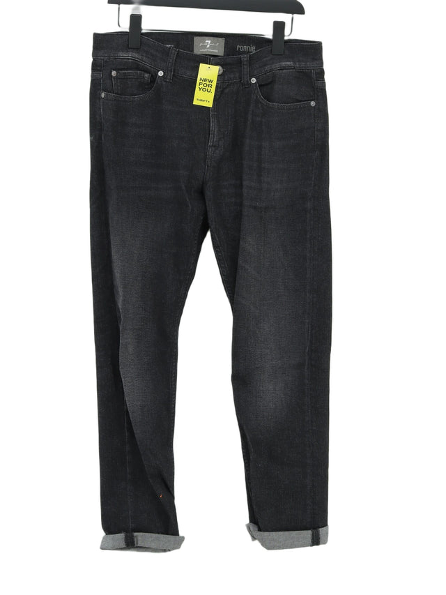 7 For All Mankind Men's Jeans W 32 in Black Cotton with Cashmere, Elastane