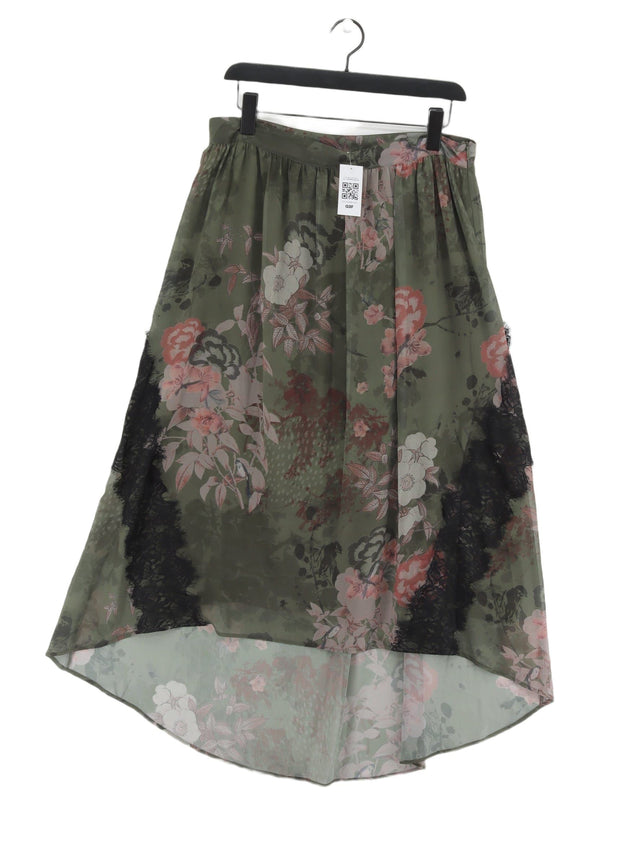 Next Women's Maxi Skirt UK 14 Green Polyester with Nylon