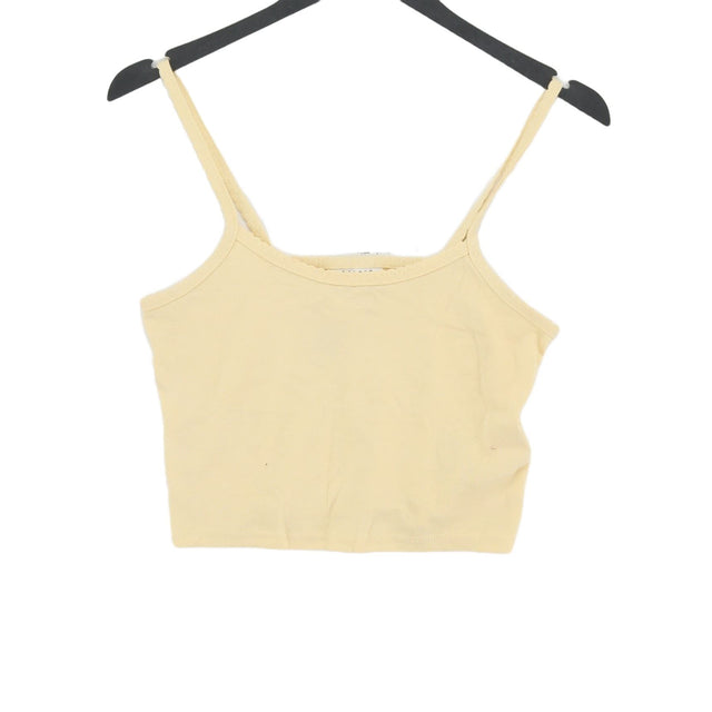 Topshop Women's Top UK 10 Yellow 100% Cotton