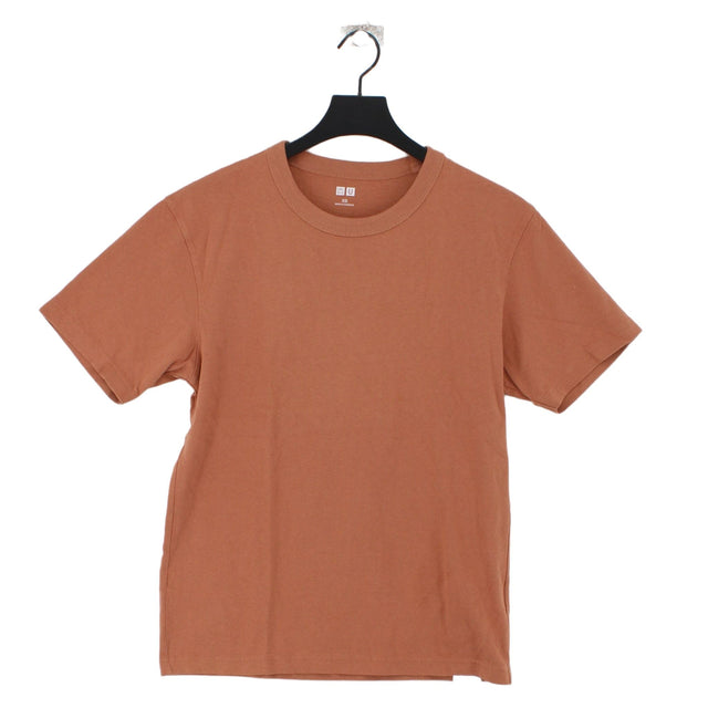 Uniqlo Women's T-Shirt XS Brown 100% Cotton