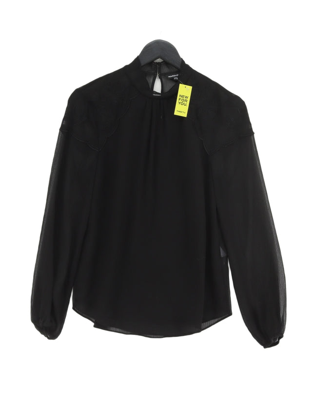 Warehouse Women's Blouse UK 10 Black Polyester with Viscose