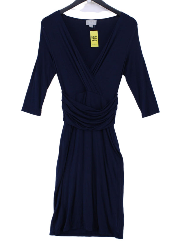 Pure Collection Women's Midi Dress UK 8 Blue Viscose with Elastane