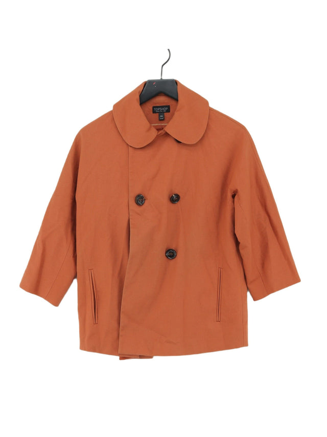 Topshop Women's Jacket UK 8 Orange 100% Cotton