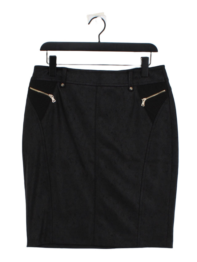Gerry Weber Women's Midi Skirt UK 14 Black Polyester with Elastane, Viscose
