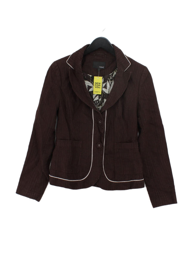 Next Women's Blazer UK 8 Brown Linen with Cotton, Polyester