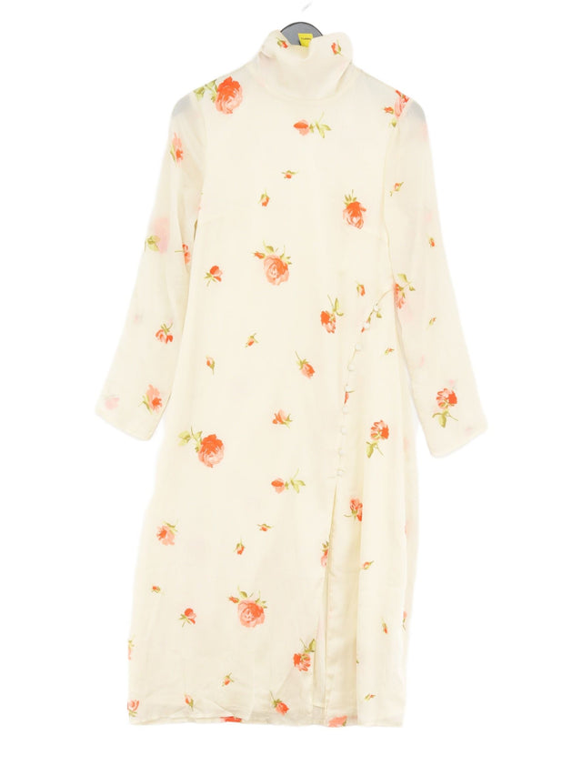 Lost Ink Women's Midi Dress UK 10 Cream 100% Polyester