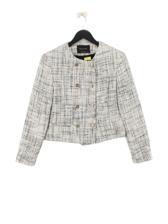 Massimo Dutti Women's Jacket UK 10 Cream Cotton with Acrylic, Polyester