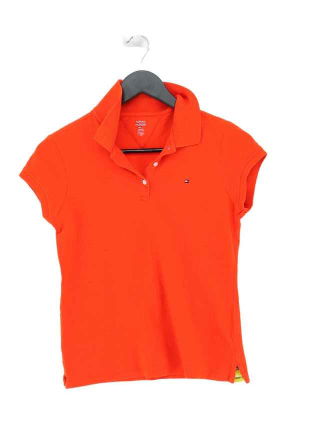 Tommy Hilfiger Women's Polo UK 16 Orange Cotton with Elastane