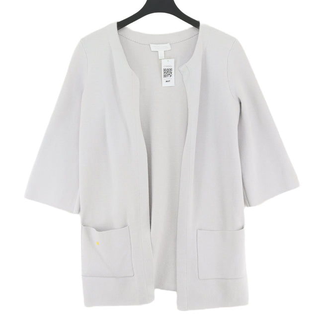 The White Company Women's Cardigan UK 8 White Cotton with Wool