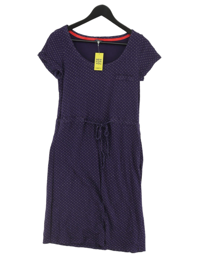 Joules Women's Midi Dress UK 10 Blue 100% Cotton