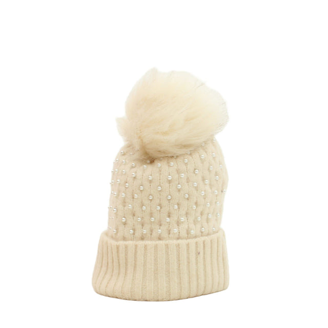 New Look Women's Hat Cream Acrylic with Elastane, Other, Polyester