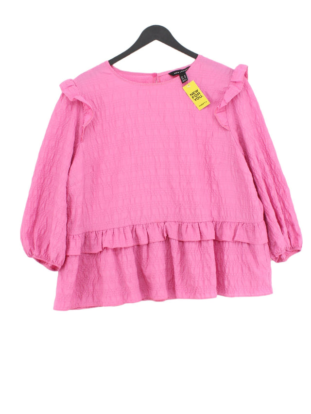 New Look Women's Top UK 18 Pink Polyester with Elastane