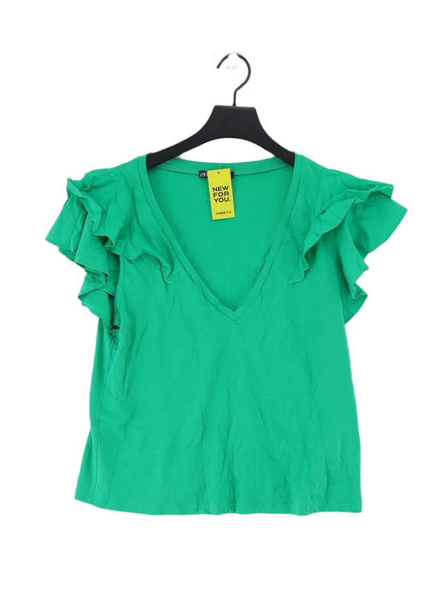 Zara Women's Top M Green 100% Cotton