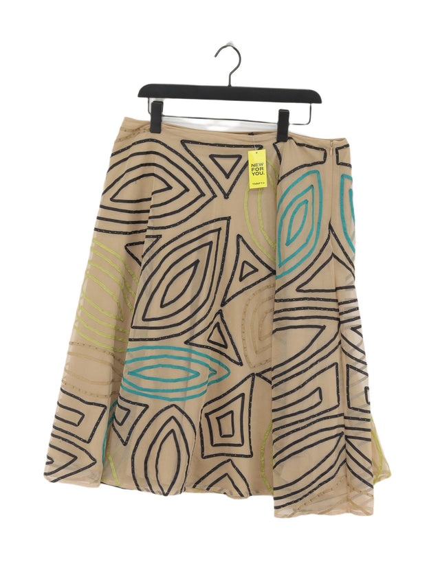 Hobbs Women's Midi Skirt UK 16 Tan Linen with Polyester