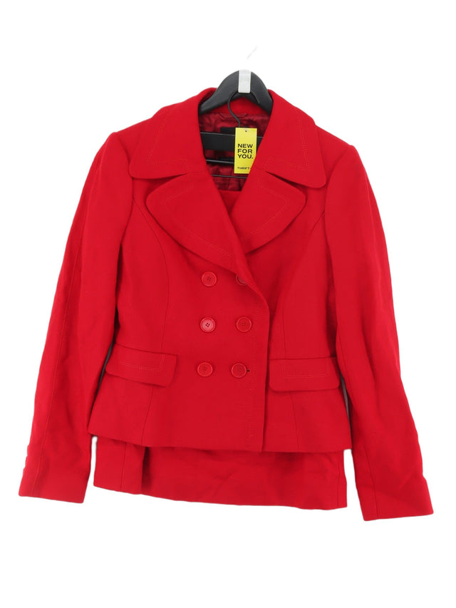 Hobbs Women's Two Piece Suit UK 12 Red Wool with Viscose