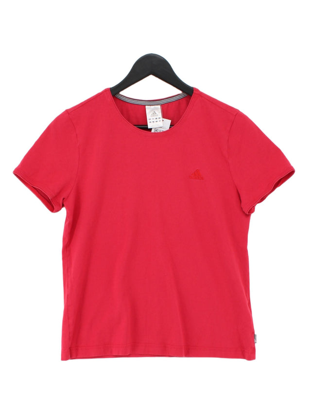 Adidas Women's T-Shirt UK 16 Red 100% Cotton