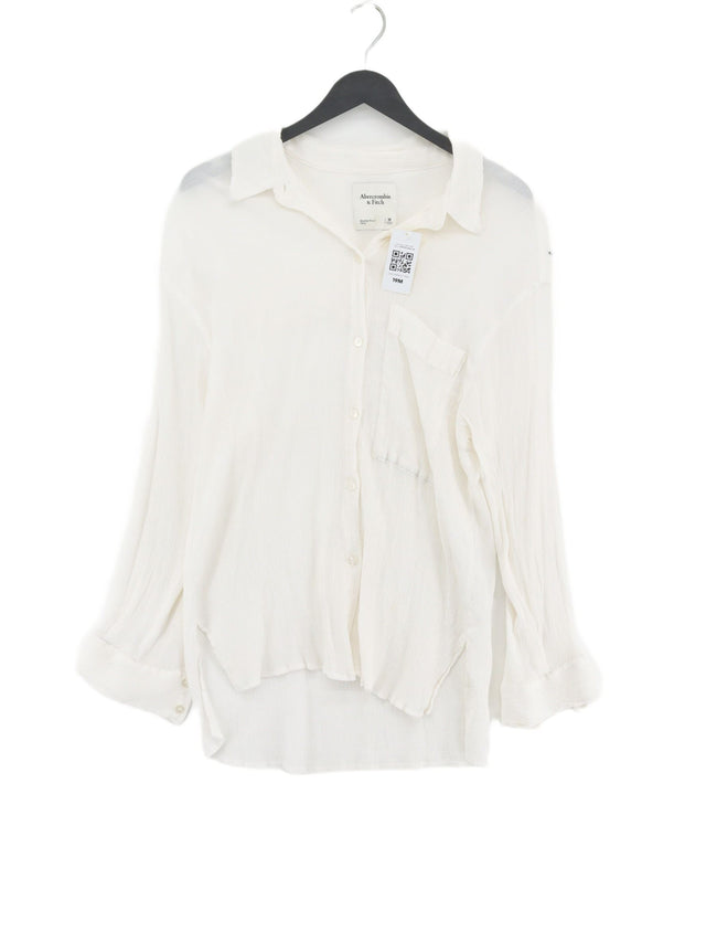 Abercrombie & Fitch Women's Blouse M White Viscose with Nylon