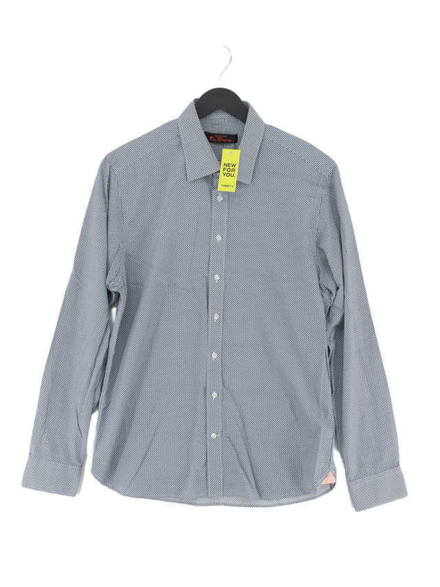 Ben Sherman Men's Shirt Collar: 15.5 in Blue 100% Cotton