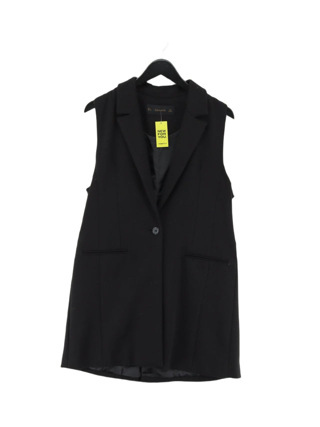 Zara Women's Cardigan L Black Polyester with Elastane, Viscose