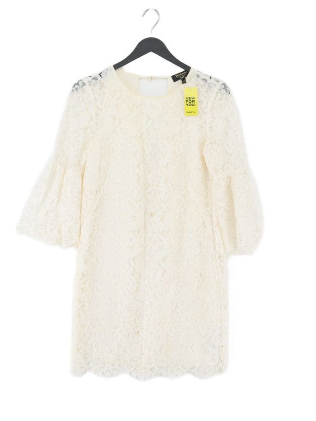 Juicy Couture Women's Midi Dress UK 14 Cream Cotton with Polyamide, Viscose