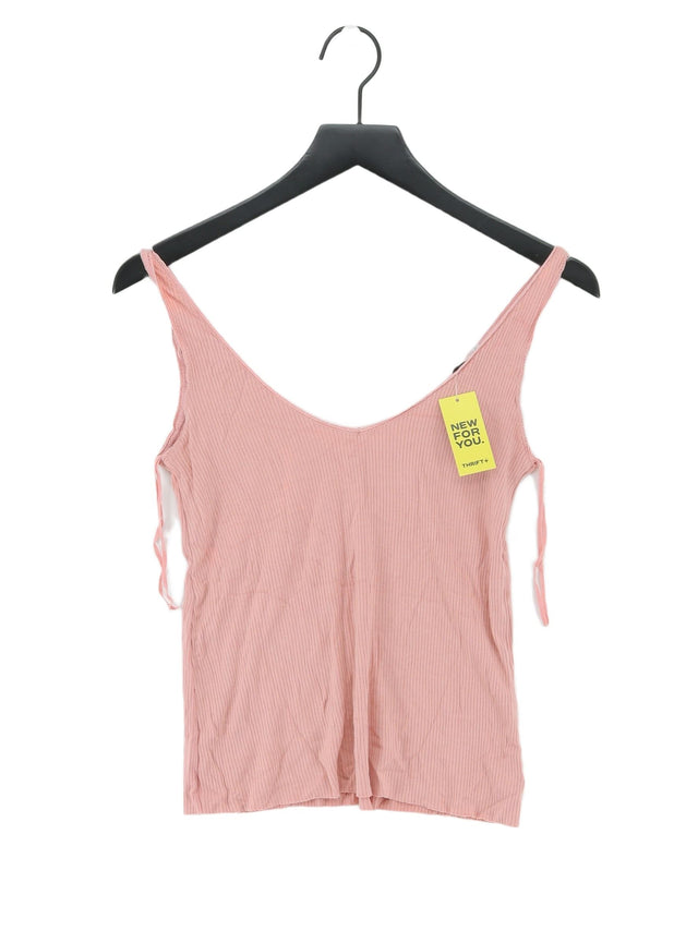 Stradivarius Women's T-Shirt S Pink Viscose with Elastane