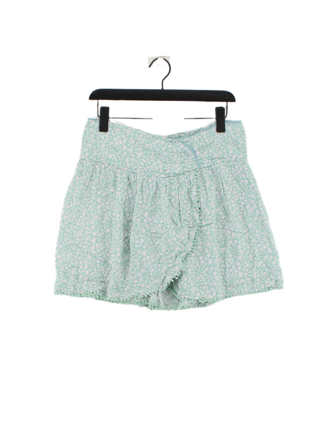 Hush Women's Midi Skirt UK 14 Green Viscose with Cotton, Polyester