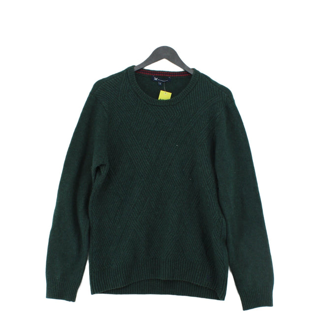Crew Clothing Men's Jumper L Green Wool with Polyamide