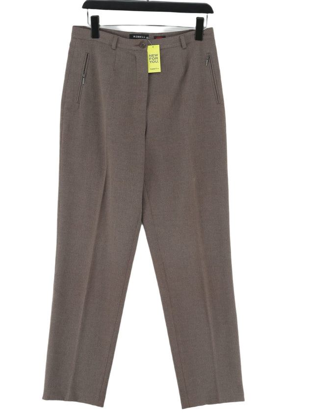 Robell Women's Suit Trousers UK 14 Brown Polyester with Elastane, Viscose