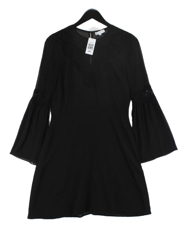 Warehouse Women's Midi Dress UK 12 Black Polyester with Polyamide