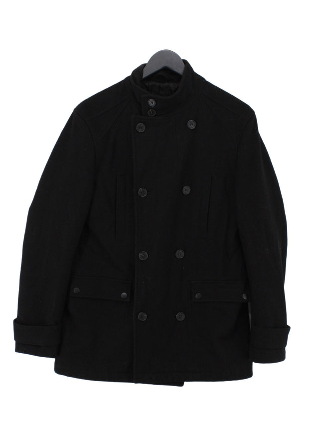 New Look Men's Jacket S Black Wool with Acrylic, Nylon, Polyester, Viscose
